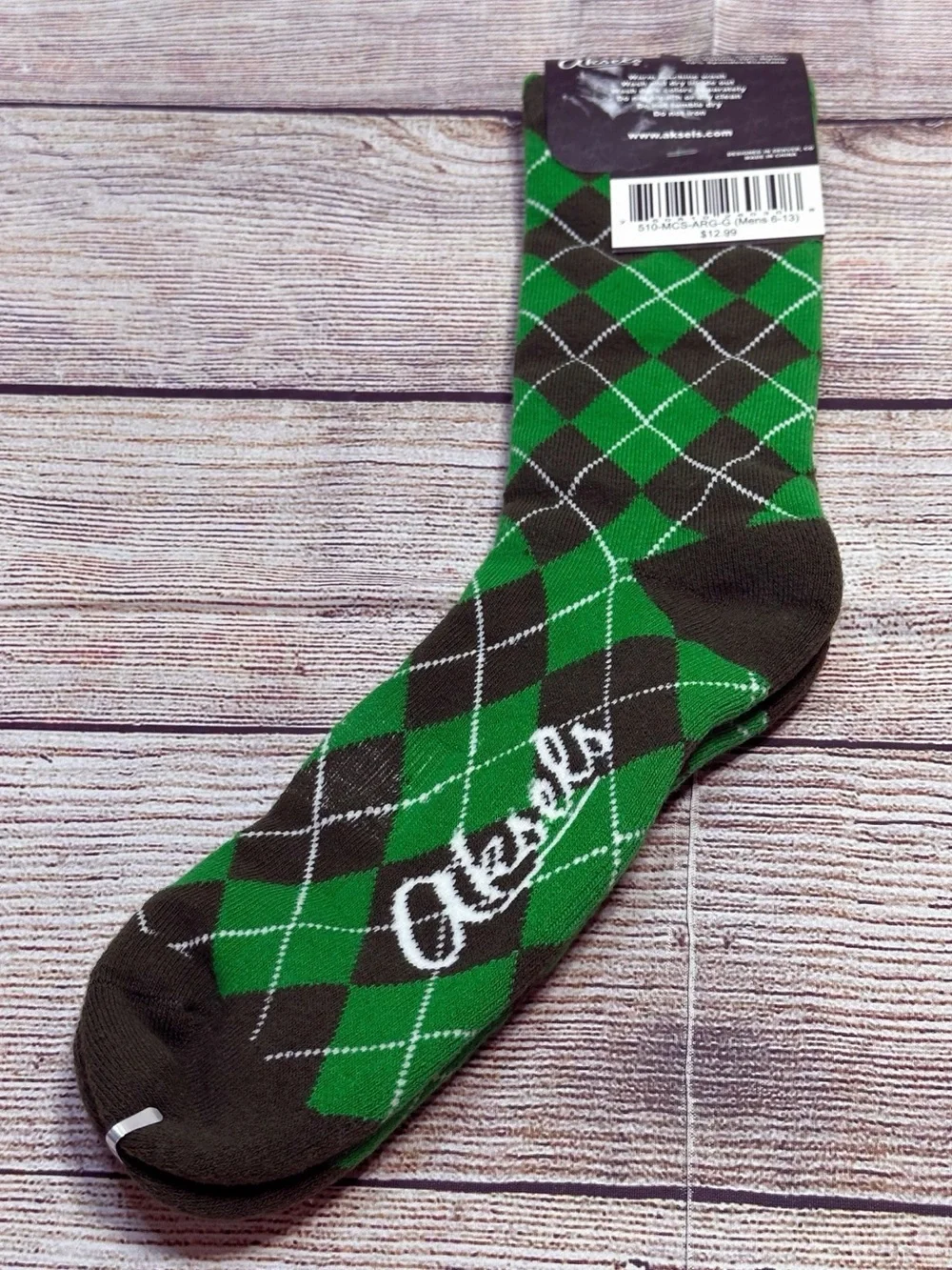 NWT Aksels Green Argyle Men's Dress Socks